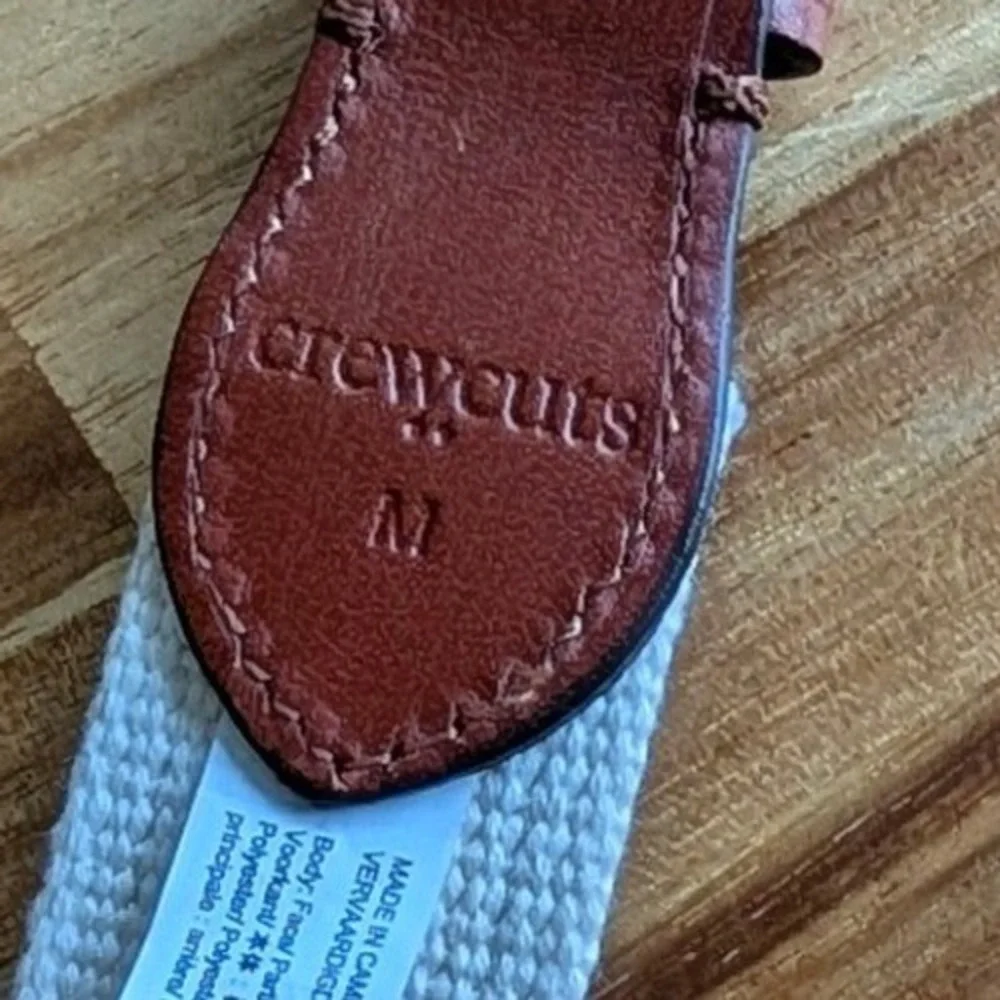 Crewcuts J.Crew Boy's Bulldog Canvas Leather Belt Blue Cream Brown Size Medium